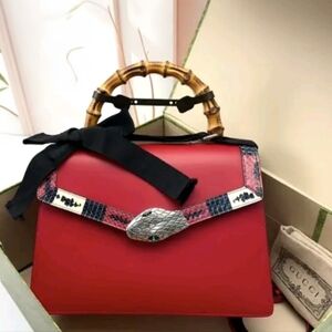 ⛔️SOLD⛔️  GUCCI Lilith Bamboo Leather/snakeskin Top Handle Shoulder Bag